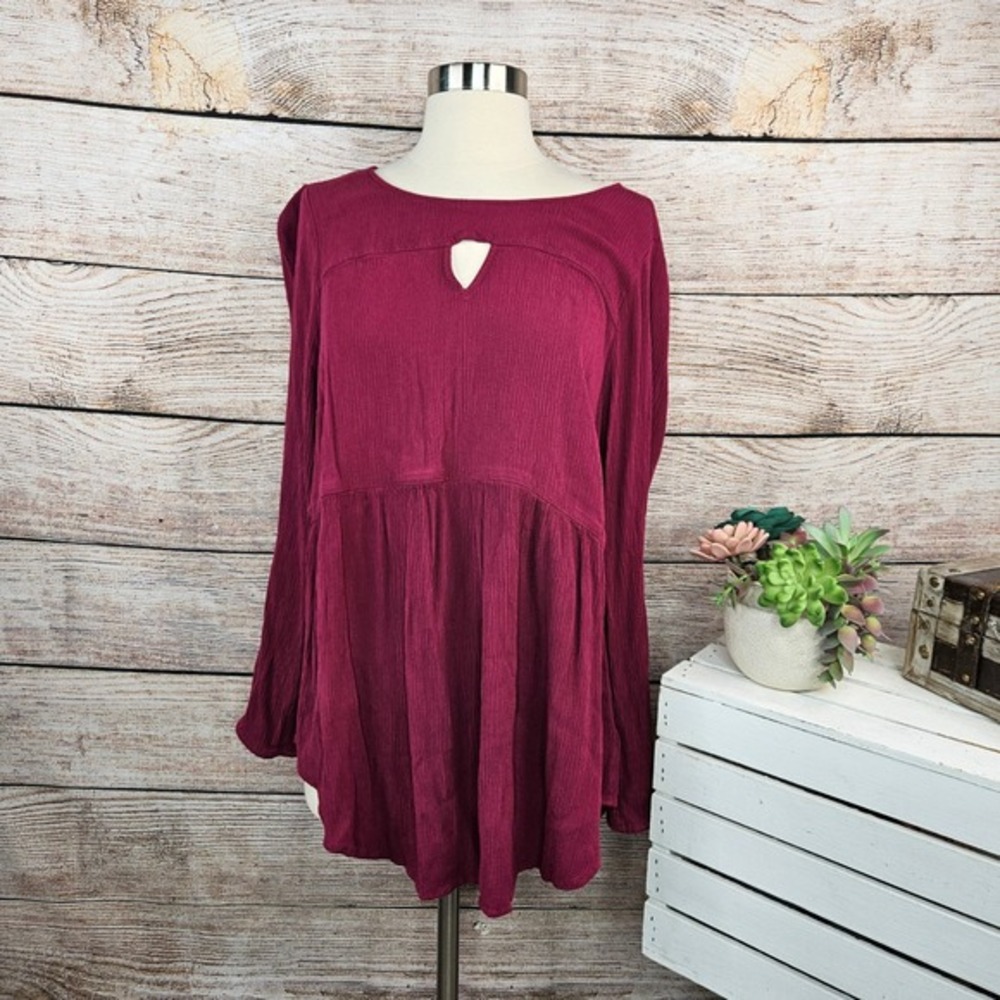 Torrid Babydoll Top Keyhole Long Sleeve Blouse Tunic Plus Size 1X 1